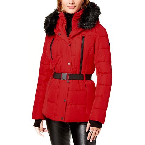 michael kors red coat with hood|Michael Kors red jacket.